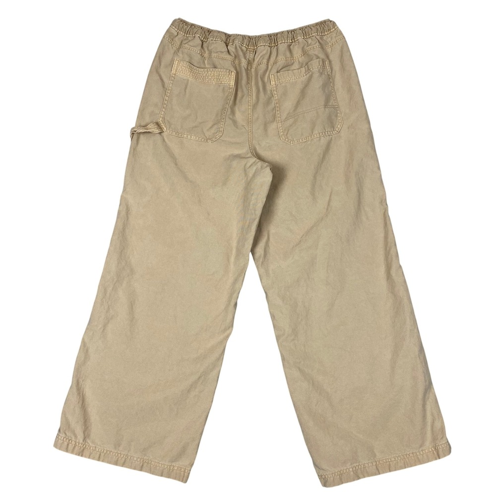 Aerie Carpenter Baggy Wide Leg Elastic Waist Utility Pants Womens Large Tan - Picture 2 of 12